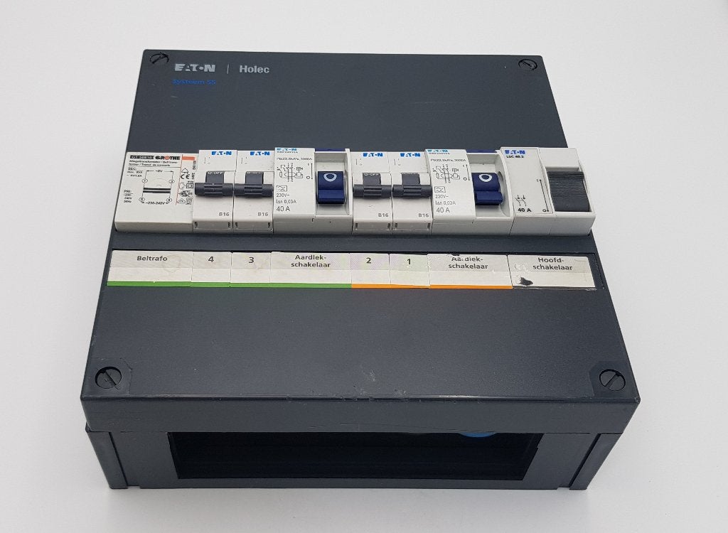 Eaton Holec Groepenkast 4 B16 groepen + 2x 40A aardlek (1x), Gebruikt, Overige typen, Onbekend, Ophalen of Verzenden