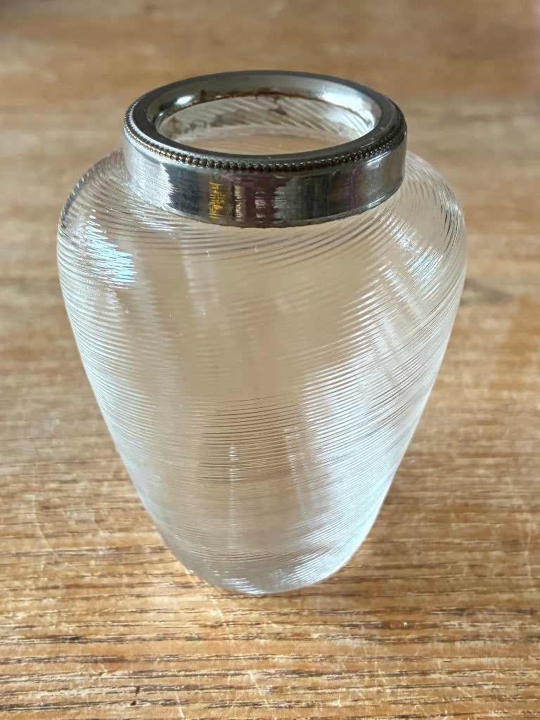 Vintage antiek lepelvaasje – Fries draadjesglas, Ophalen of Verzenden