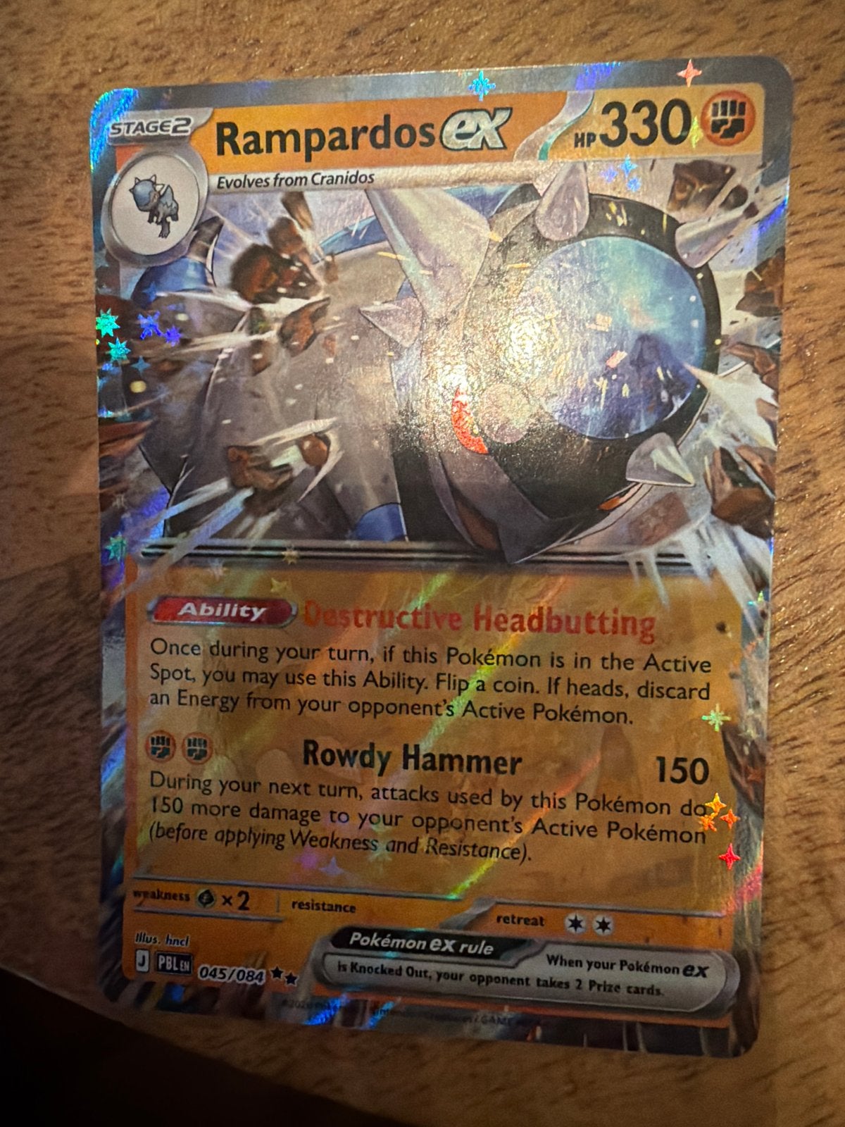 Rampardos EX Pokémon Kaart - Top Conditie, Ophalen of Verzenden, Zo goed als nieuw, Losse kaart