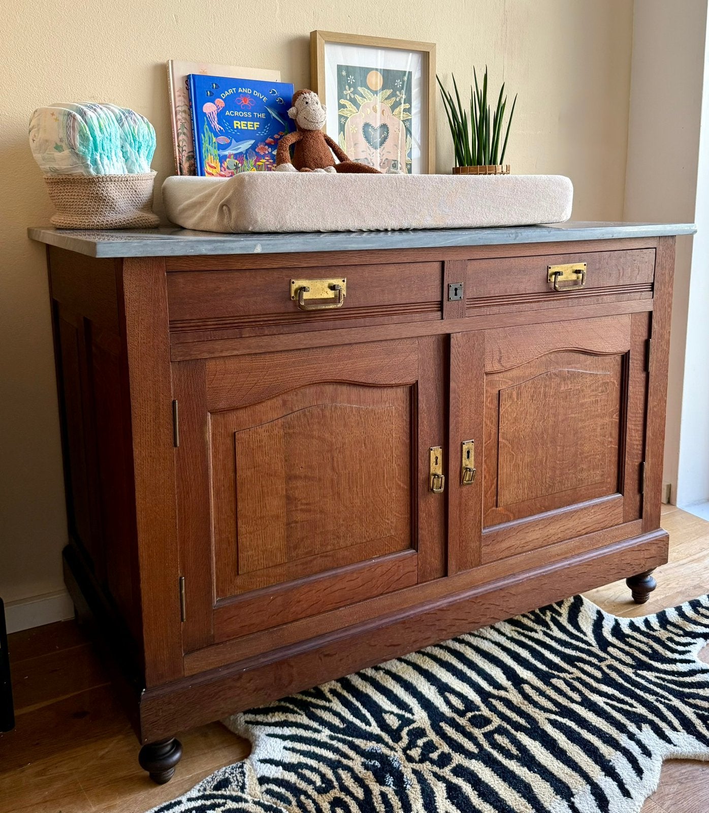 Antieke commode marmer blad, Ophalen, Zo goed als nieuw, 50 tot 75 cm