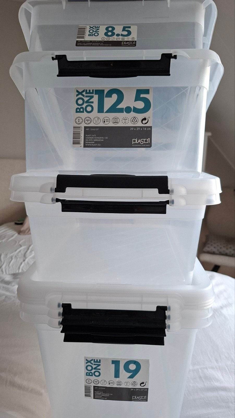 7 Opbergboxen met deksel - Diverse maten, Huis en Inrichting, Woonaccessoires | Kisten, Ophalen, Minder dan 50 cm