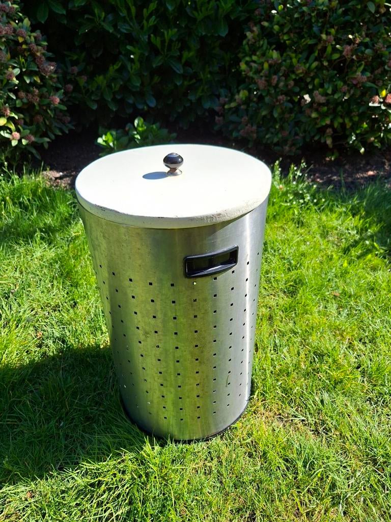 Metalen Wasemmer met Deksel - Vintage Stijl, Gebruikt, 50 tot 75 cm, Ophalen of Verzenden, Metaal
