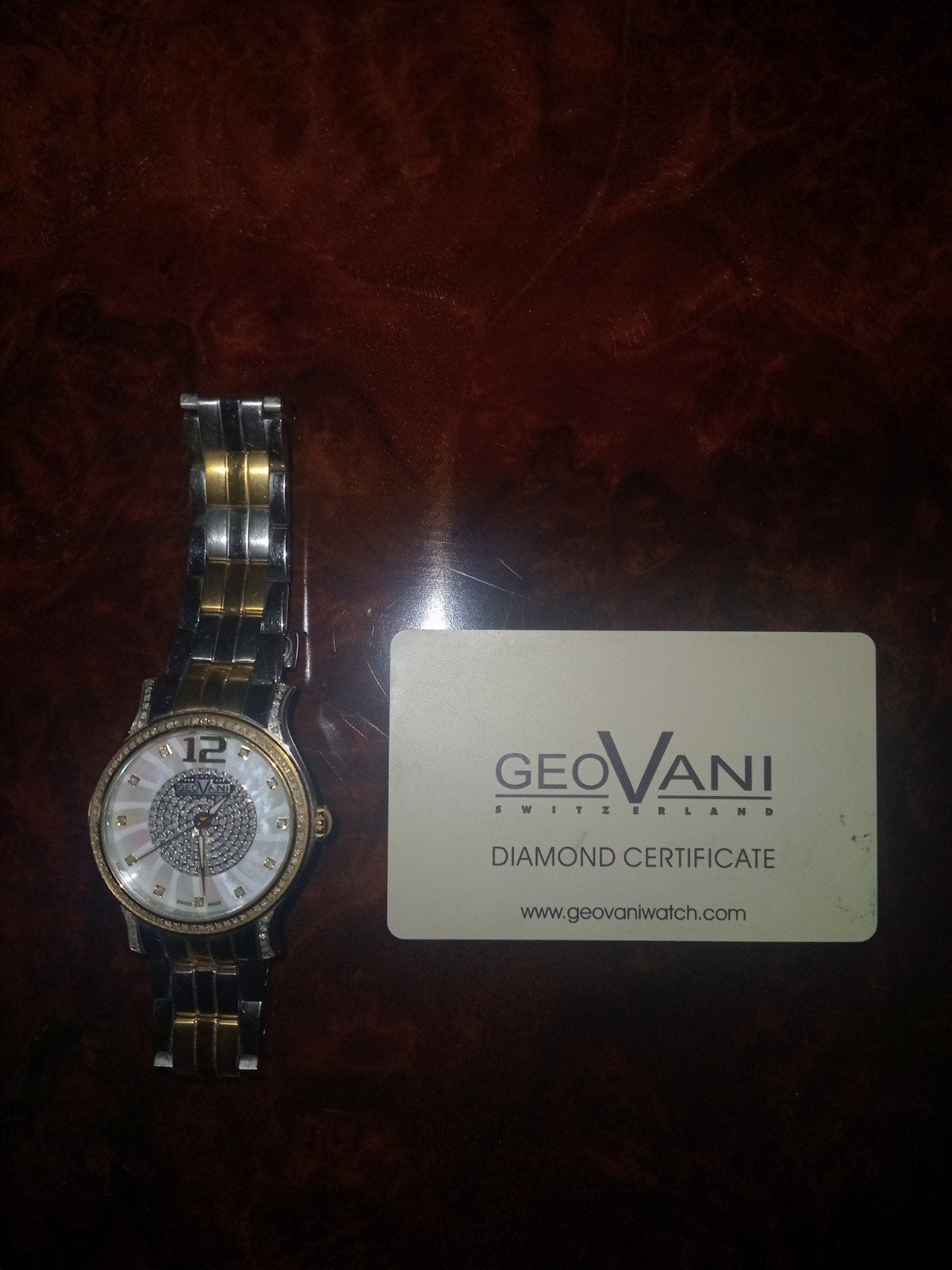 GEOVANI Zwitsers horloge met diamanten - Zo goed als nieuw, Overige merken, Staal, Staal, Polshorloge