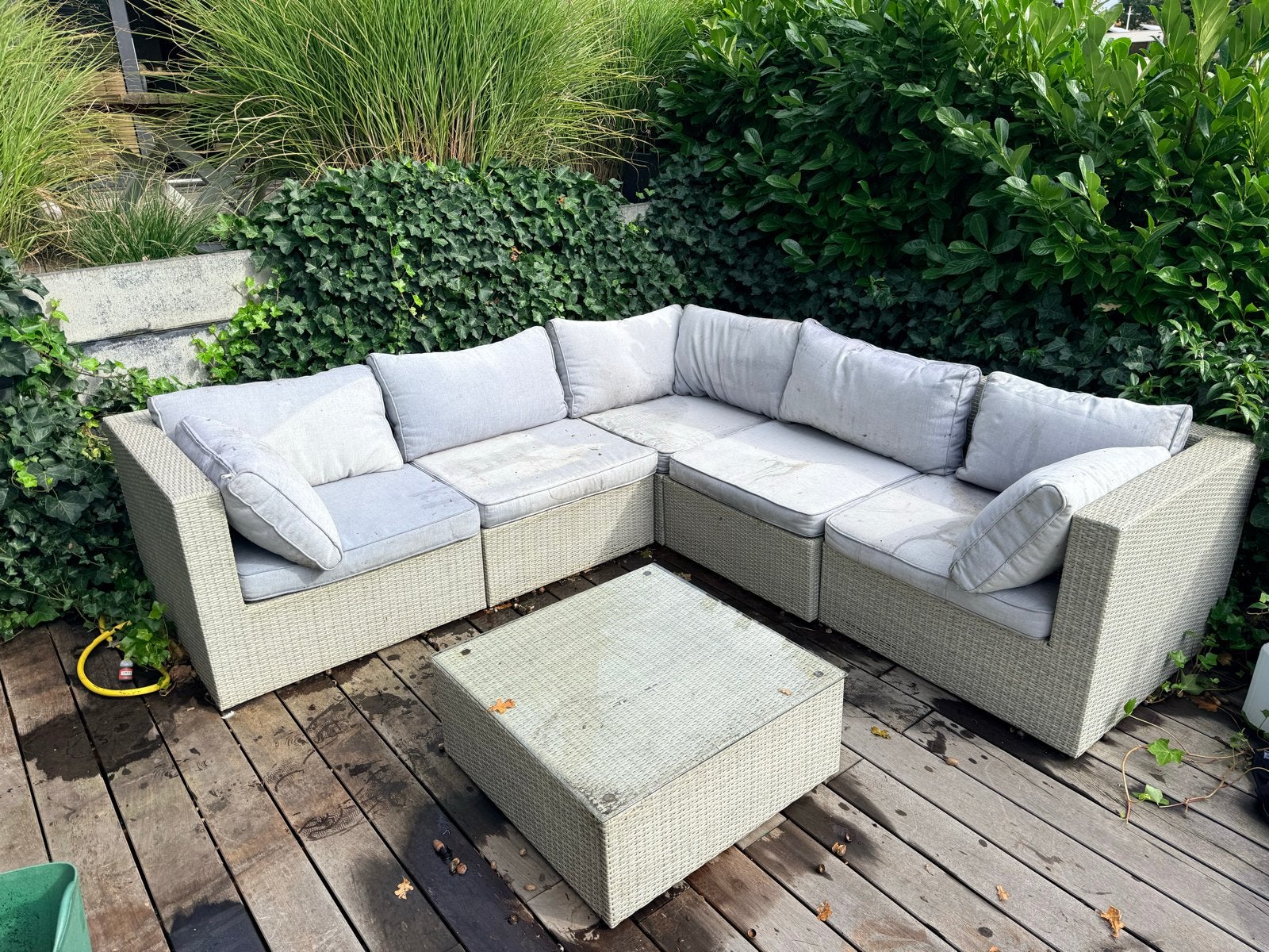 Gratis af te halen: Lounge set met kussens, Tuin en Terras, 5 zitplaatsen, Gebruikt, Ophalen of Verzenden, Loungeset