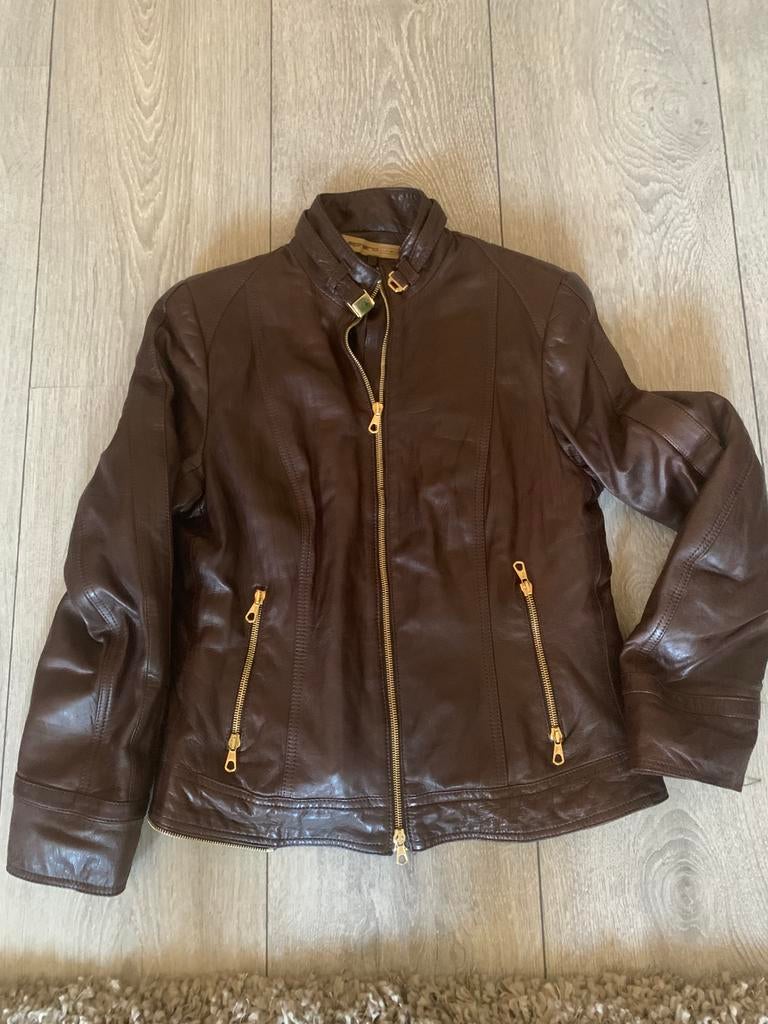 Leren damesjas Aphero, Ophalen of Verzenden, Zo goed als nieuw, Maat 38/40 (M), Bruin