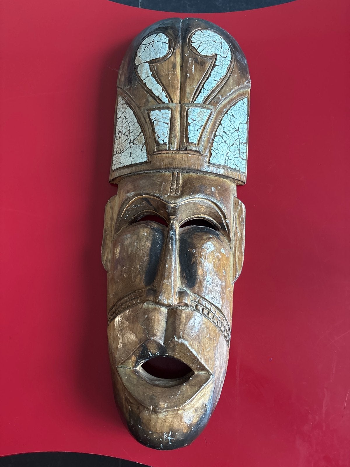 Houten Afrikaans masker - Handgesneden wanddecoratie, Antiek en Kunst, Hout, Bruin, Afrika, Masker