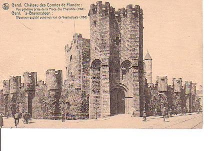 Ansichtkaart 	Gent (België)	 's-Gravensteen va Veerleplaats, Verzenden, 1920 tot 1940, Ongelopen, Oost-Vlaanderen