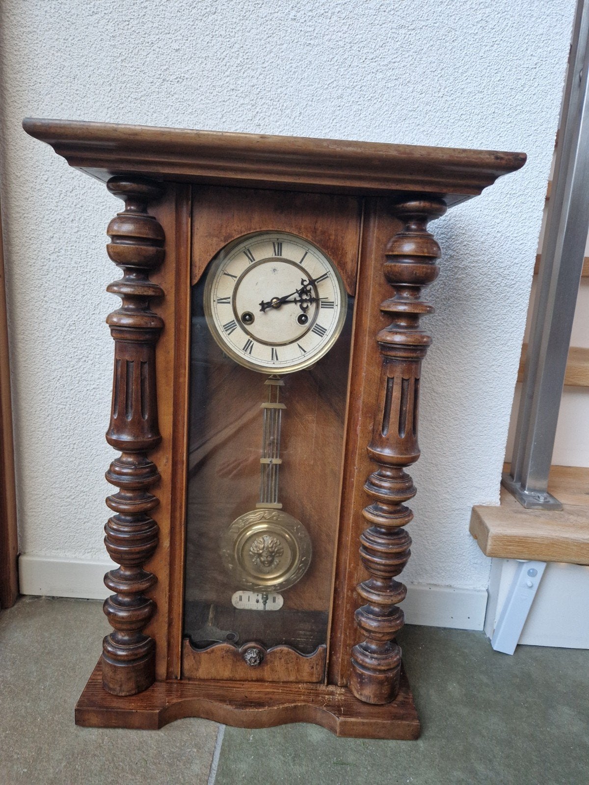 Antieke houten junghans wandklok met slinger, Ophalen
