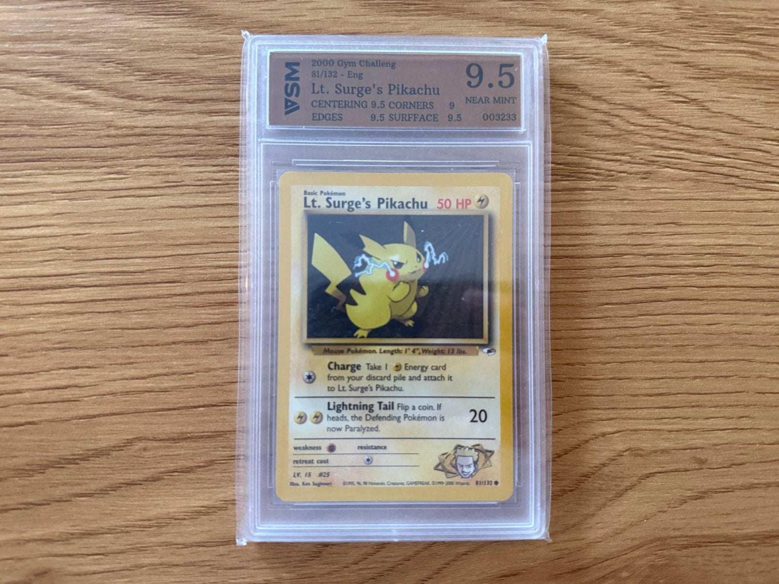 Pokémon | Lt. Surge’s Pikachu - 2000 Gym Challange - VSM 9,5, Ophalen of Verzenden, Zo goed als nieuw