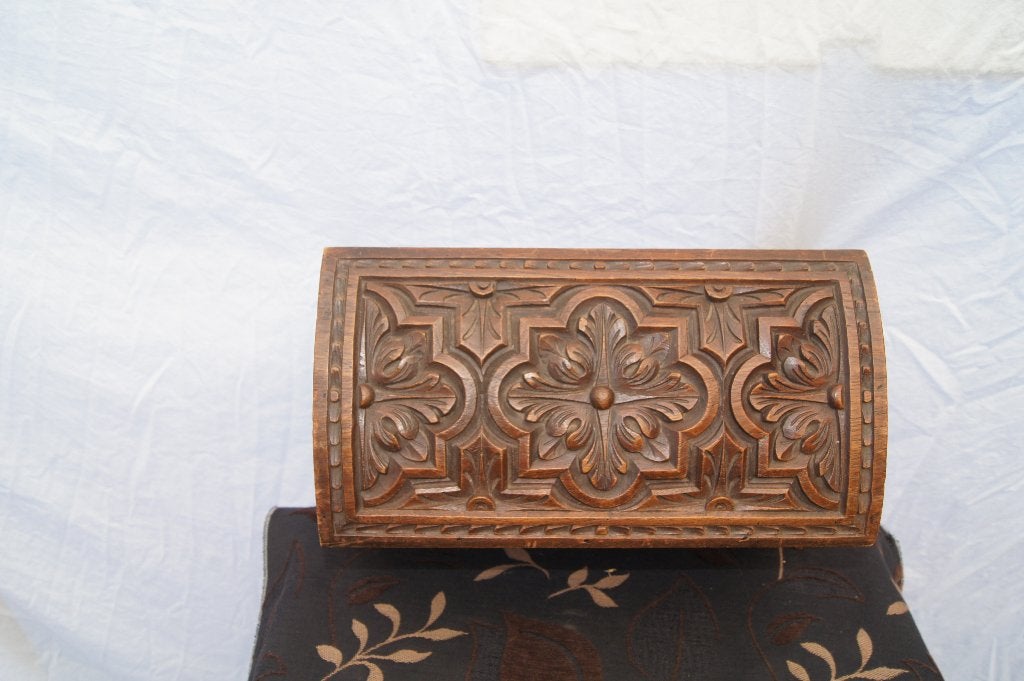 Antieke gesneden houten kist met bloemmotieven, Ophalen of Verzenden