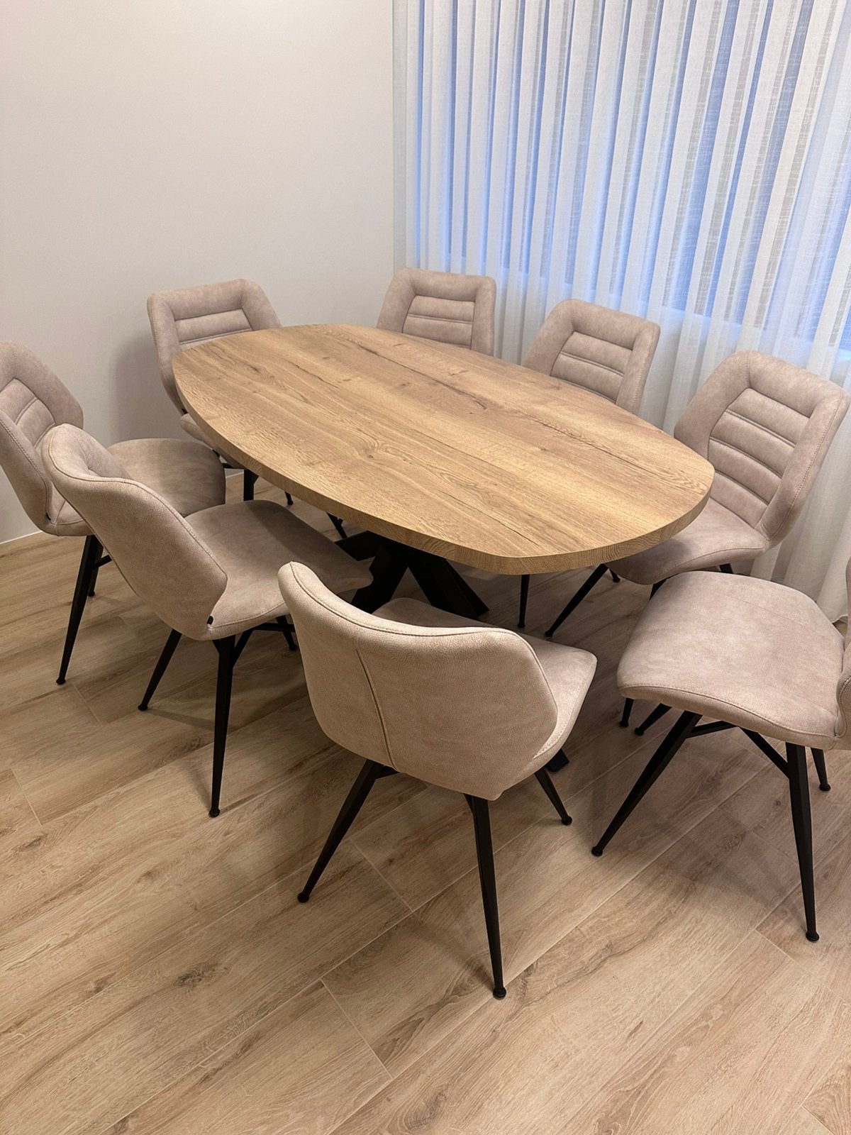 Luxe moderen hout ettafel met 8 stoel te koop, Huis en Inrichting, Ophalen, 50 tot 100 cm, Zo goed als nieuw, 150 tot 200 cm