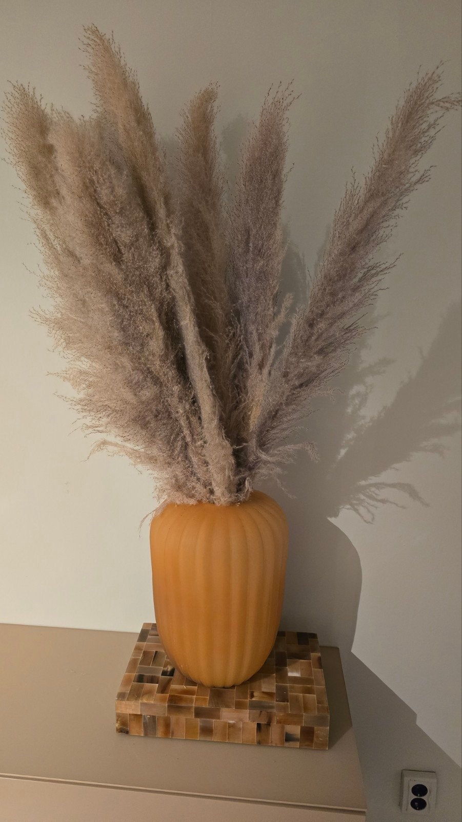 Koraal Vaas Oranje 37cm + droogbloemen, Ophalen of Verzenden
