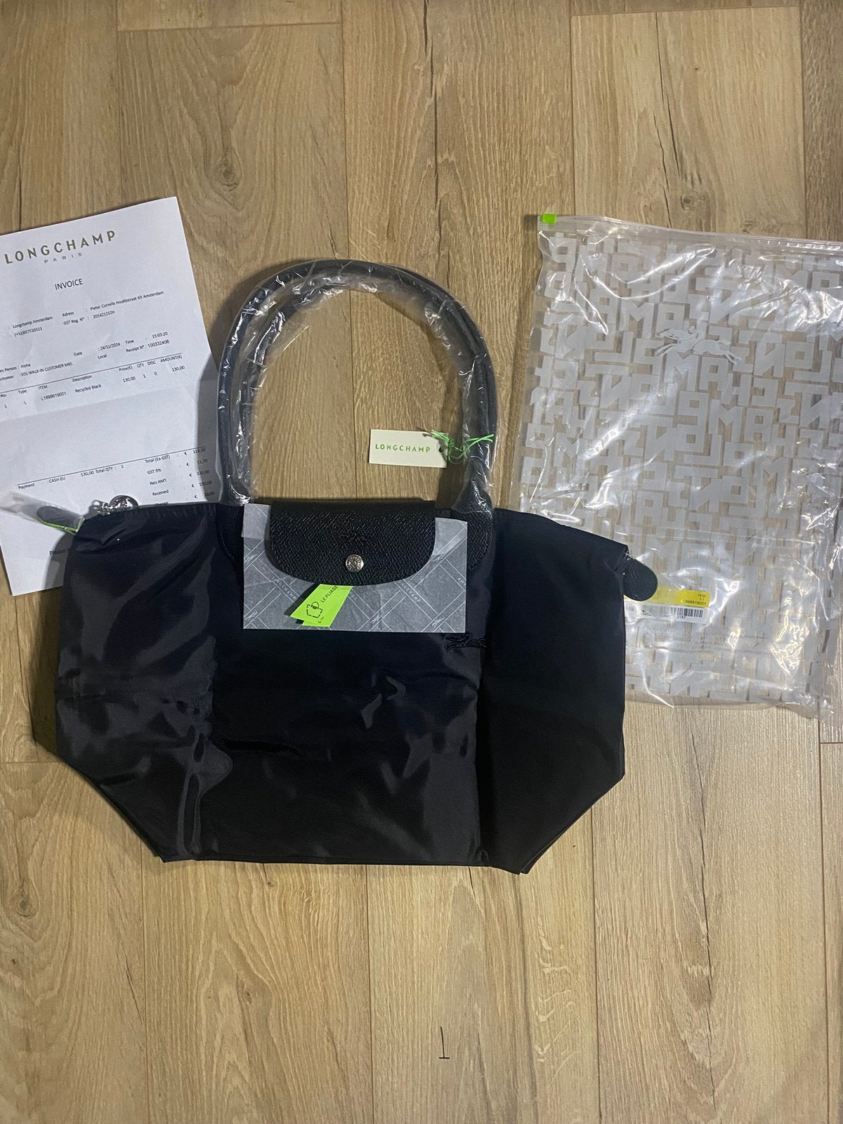 Zwarte Longchamp Le Pliage Tas L, Schoudertasje, Zwart, Nieuw, Ophalen of Verzenden