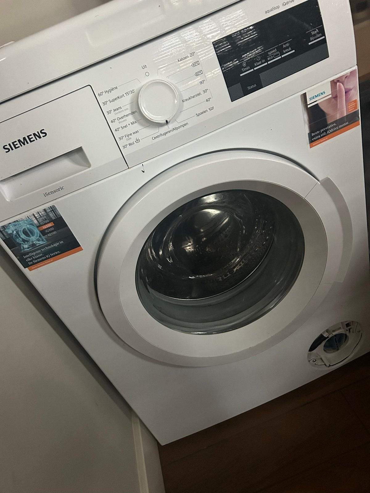 Siemens iQ500 Aquastop Wasmachine Incl. Uitschuif plateau, Ophalen, Gebruikt, 85 tot 90 cm, 1200 tot 1600 toeren