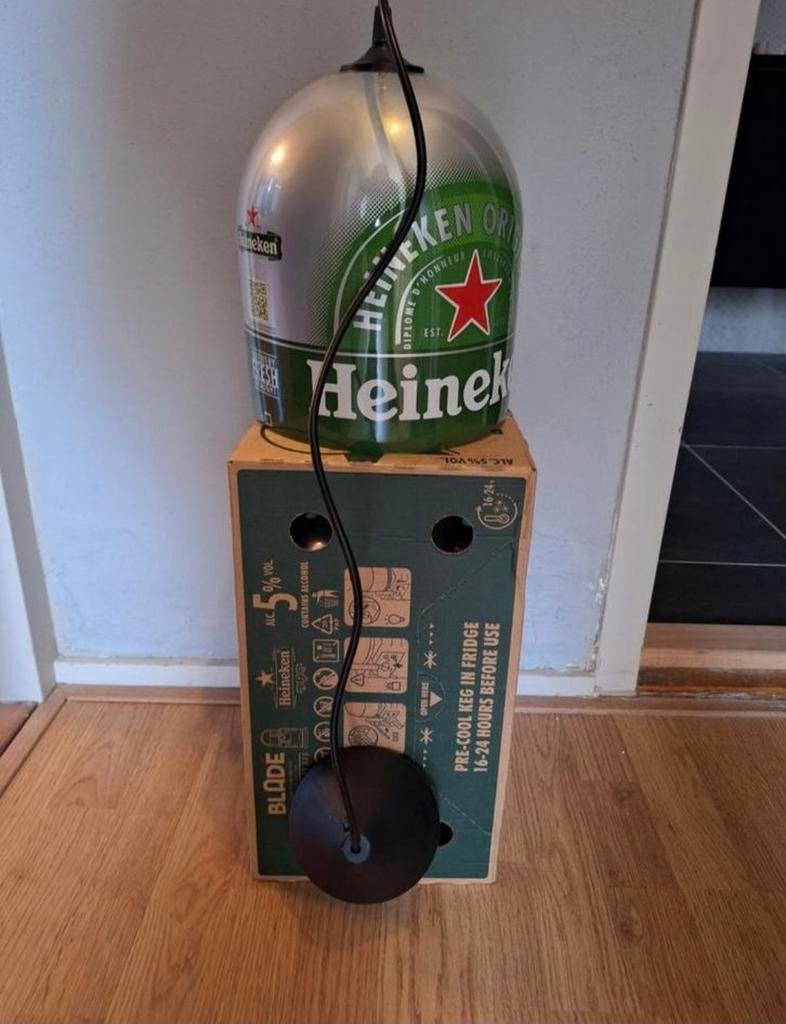 Unieke Heineken lamp - sfeervolle verlichting, Ophalen of Verzenden, Minder dan 50 cm