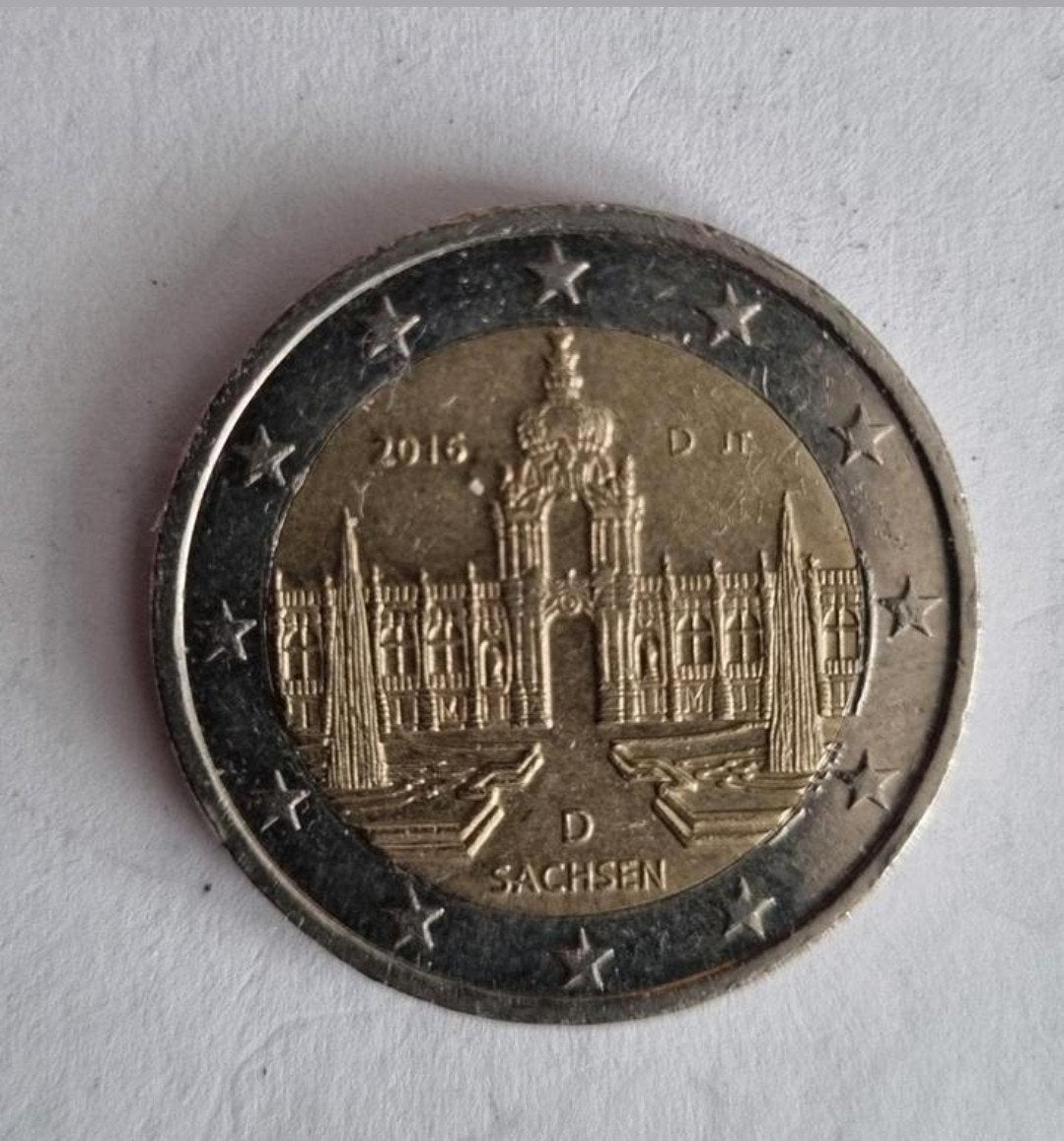 2 Euro Herdenkingsmunt Duitsland 2016 - Saksen, letter D, Postzegels en Munten, Verzenden, Duitsland, 2 euro, Losse munt