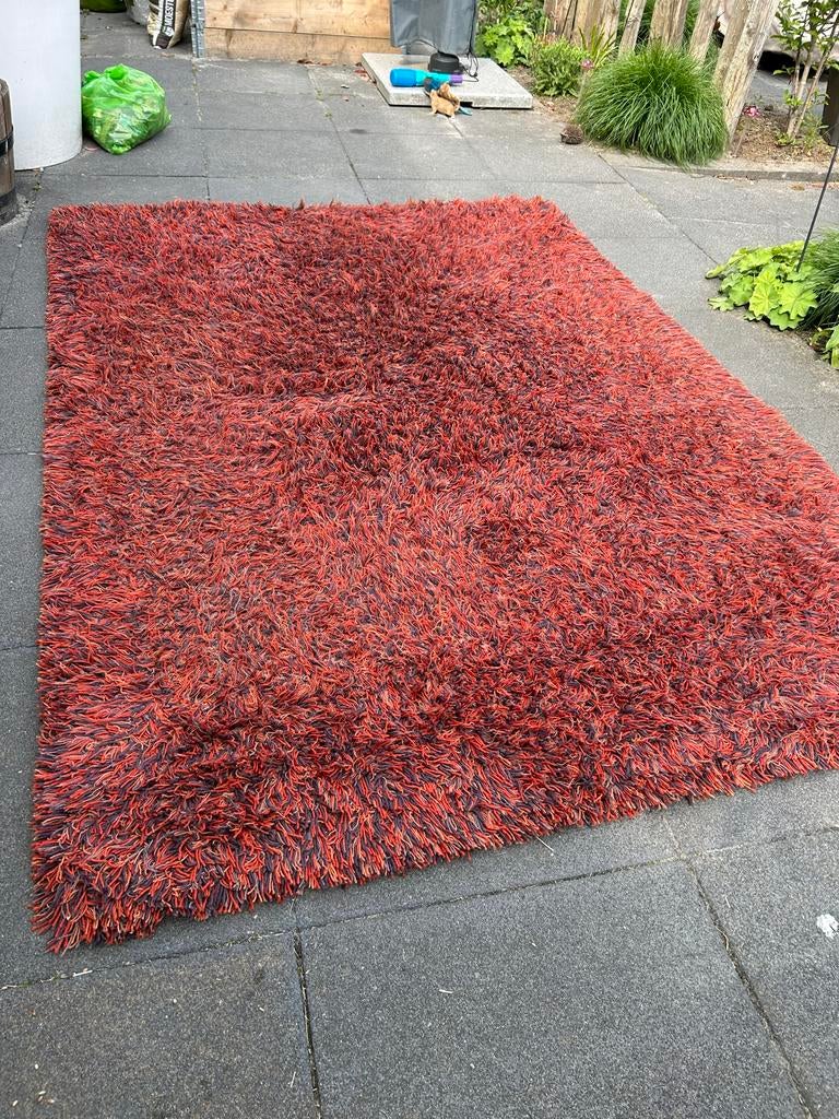 Rood vloerkleed, hoogpolig, Huis en Inrichting, Ophalen, Gebruikt, 100 tot 150 cm, 150 tot 200 cm