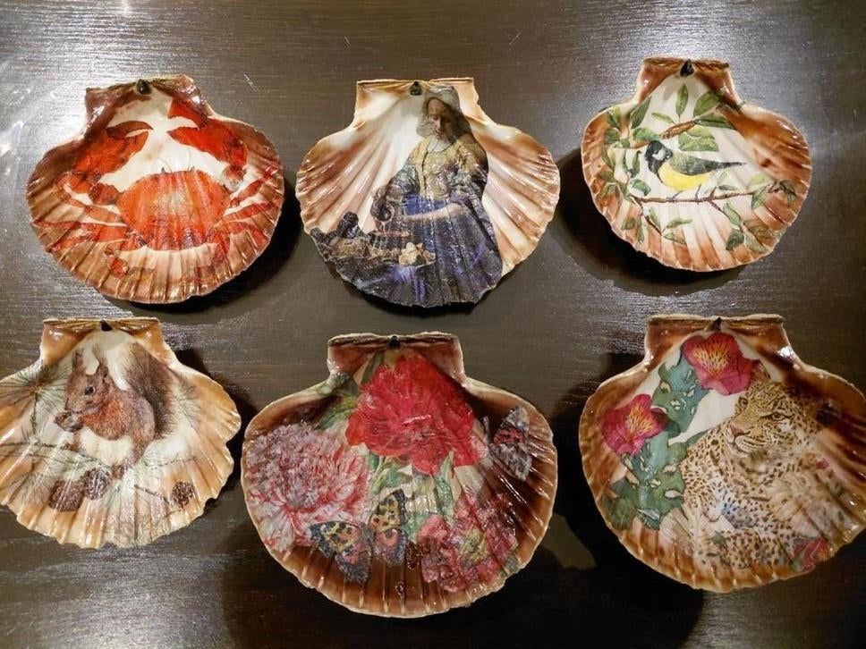 Sint Jacobsschelp bewerkt met decoupage, Ophalen of Verzenden, Nieuw