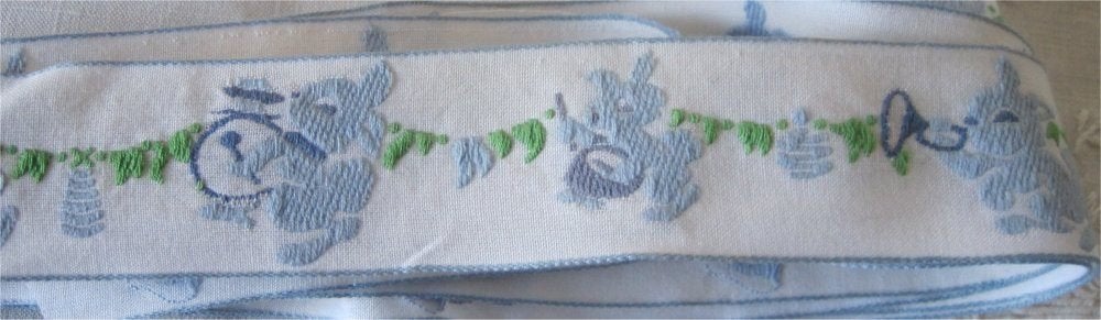 Sierband, kant (3 meter, 3,5 cm breed) met blauwe konijntjes, Ophalen of Verzenden, Nieuw, Kant