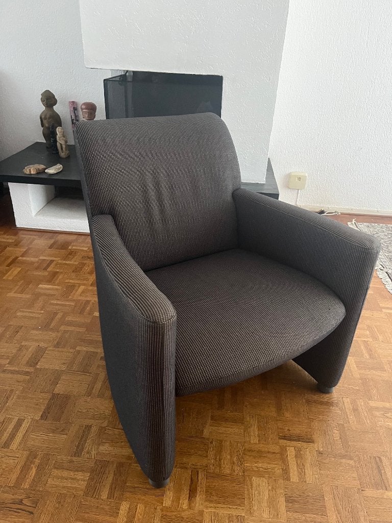 LEOLUX fauteuils twee stuks met lederen poef, Ophalen, Gebruikt, 75 tot 100 cm, Stof