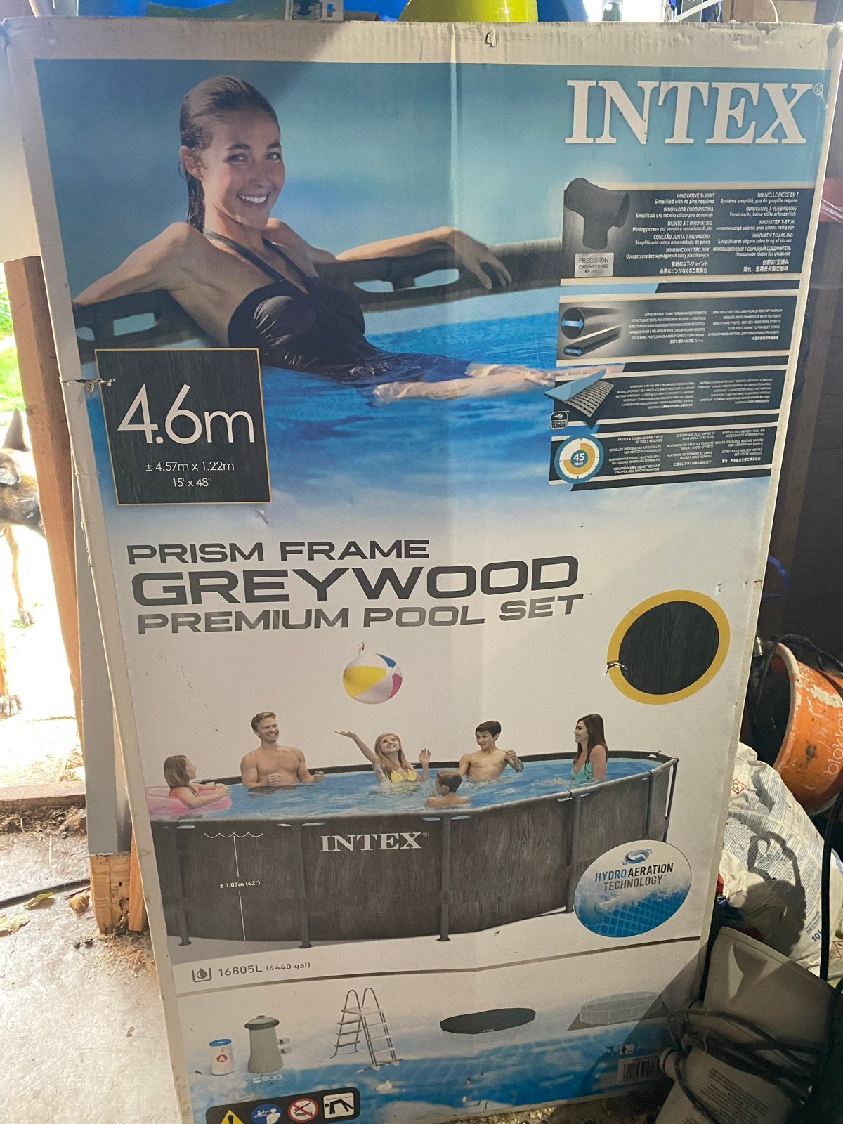 Intex Greywood Prism Frame zwembad 457x122 cm met pomp, Gebruikt, Rond, 300 cm of meer, Ophalen
