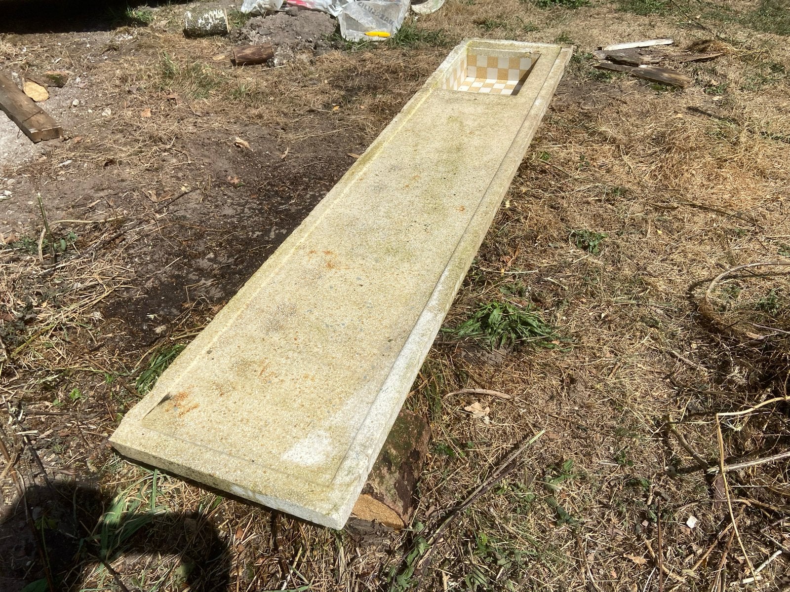 Vintage Terrazzo Aanrechtblad met Geïntegreerde Spoelbak, Ophalen