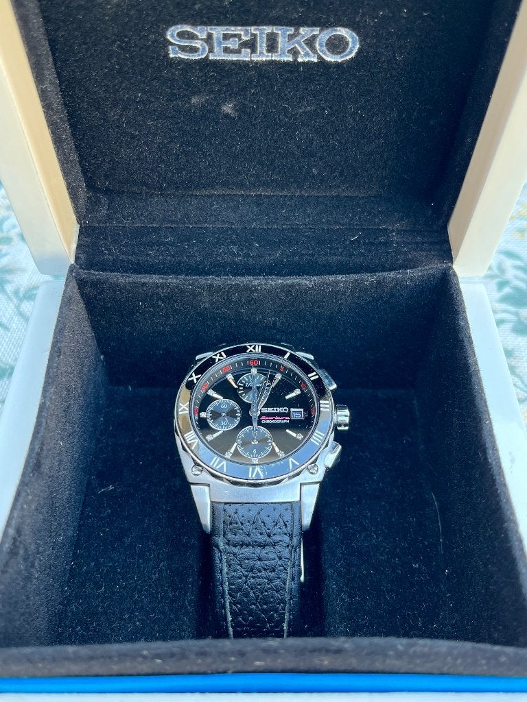 Vintage Seiko Sportura Chronograph horloge, Sieraden, Tassen en Uiterlijk, Seiko, Staal, Polshorloge, Ophalen of Verzenden