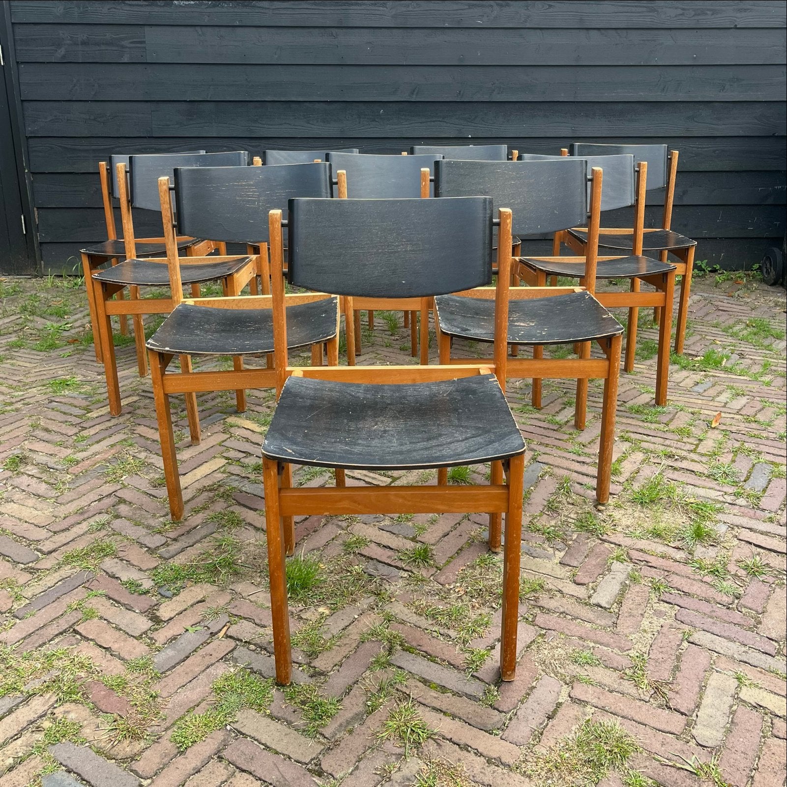 Vintage brutalist stoelen uit de jaren 70- Kusch + co, Ophalen, Gebruikt, Zwart, Vijf, Zes of meer stoelen