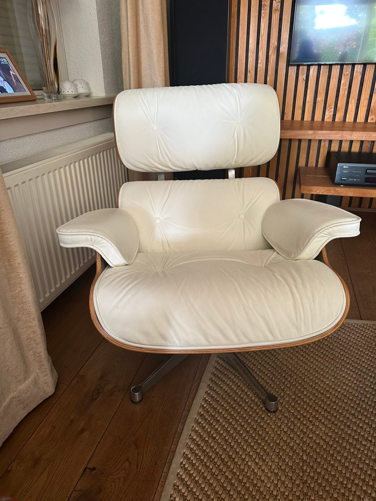 Zeer mooie fauteuil in wit leer., Ophalen, Zo goed als nieuw, 50 tot 75 cm, Leer
