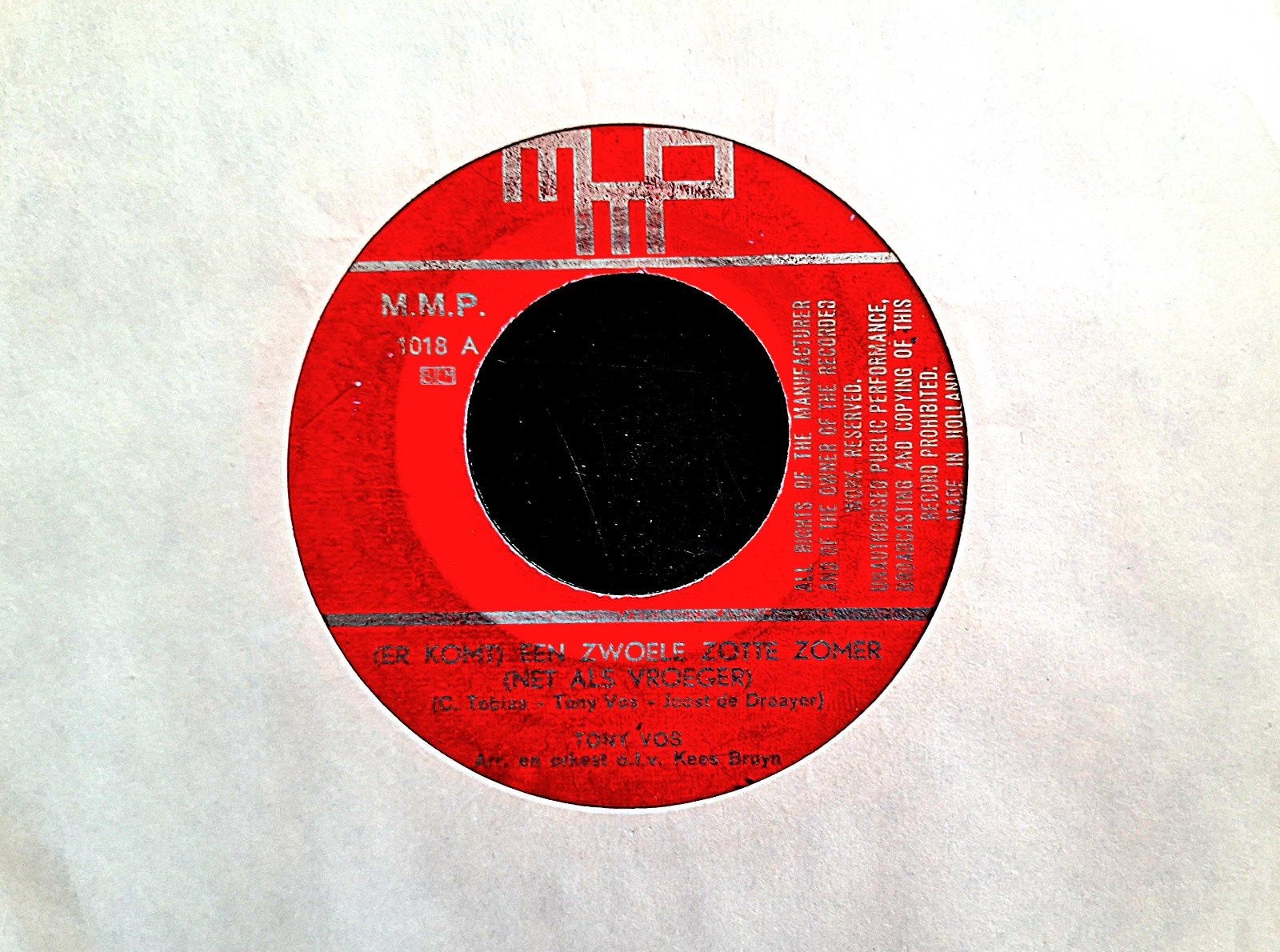 7"/SINGLE  ORKEST TONY VOS - Een Zwoele Zotte Zomer, Ophalen of Verzenden, Gebruikt, Nederlandstalig