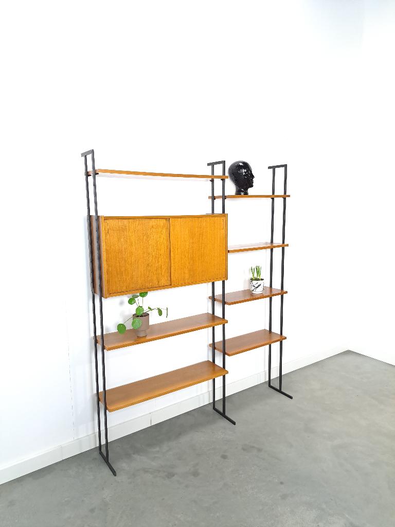 Vintage Modulair Omnia wandsysteem, Hilker, teak, wandrek, Huis en Inrichting, 150 tot 200 cm, Ophalen of Verzenden, Overige houtsoorten