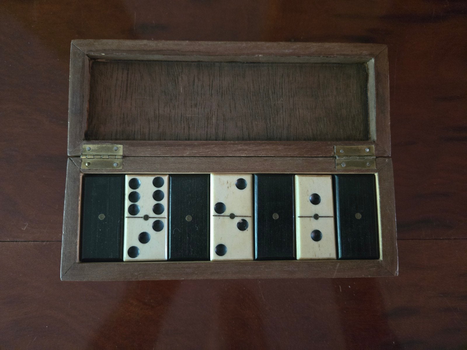Dominostenen antiek been en ebbenhout, Ophalen of Verzenden
