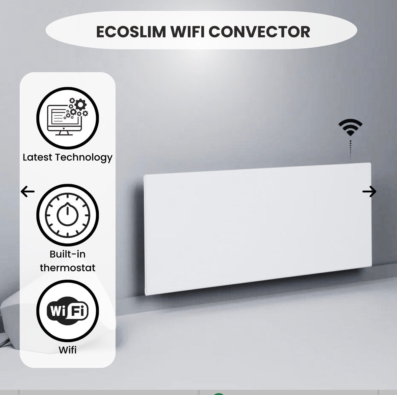 Quality Heating eco slim wifi convector 2000W, Ophalen, 30 tot 80 cm, Gebruikt, Kachel