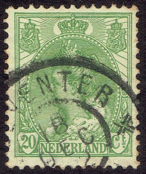 Nederland 1899, Koningin Wilhelmina, 20 cent, groen, Postzegels en Munten, Verzenden, T/m 1940, Gestempeld