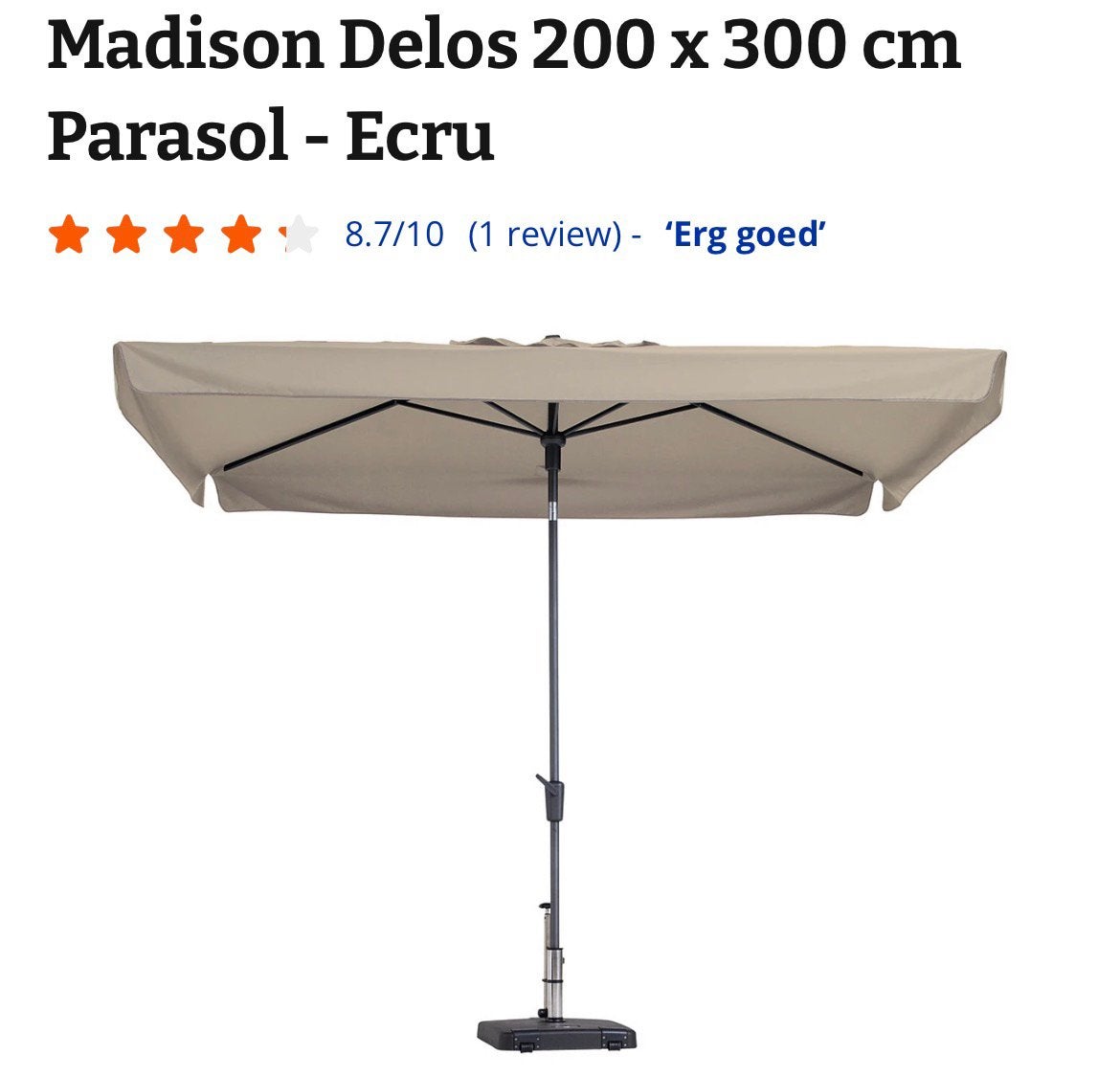 Madison parasol 2x3 ** zgan**, Ophalen, Kantelbaar, 2 tot 3 meter, Zo goed als nieuw