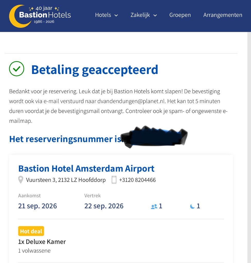 Hotel overnachting bij Schiphol, Twee personen, 1 overnachting