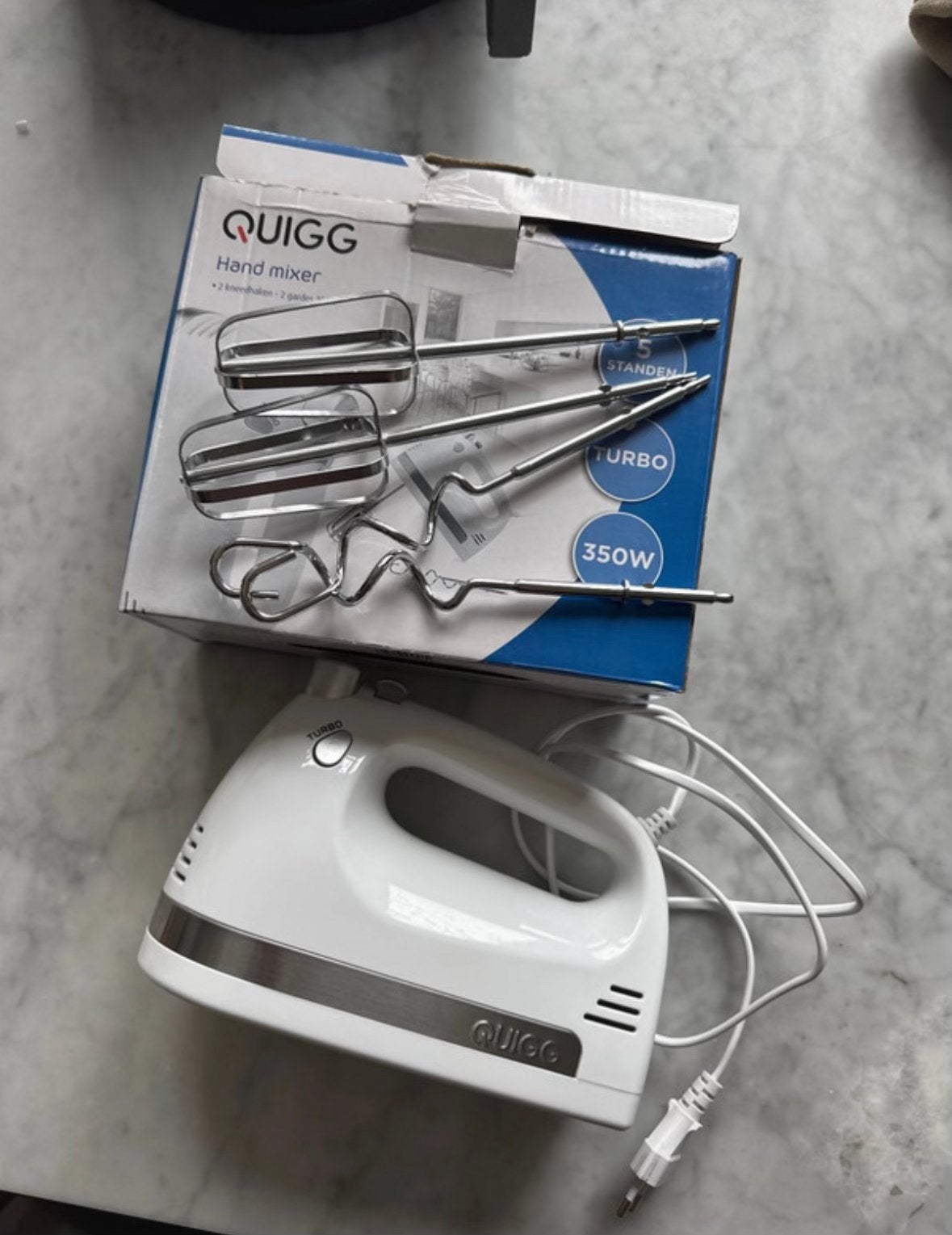 Handmixer quigg, Witgoed en Apparatuur, Keukenmixers, Minder dan 1 liter, Ophalen of Verzenden, 3 snelheden of meer