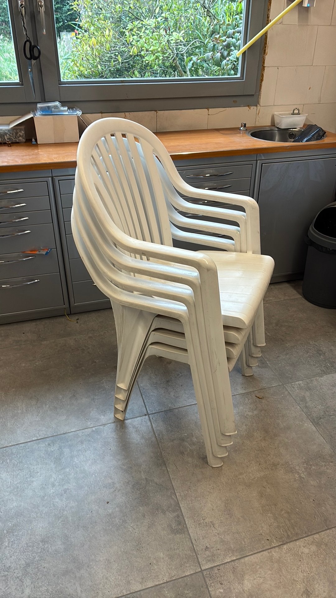 4 tuinstoelen, Ophalen, Zo goed als nieuw, Kunststof