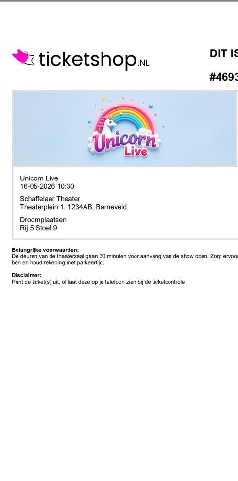 4 droomplaats kaarten Unicorn live 16 mei 2026, Tickets en Kaartjes, Drie personen of meer, Overige soorten