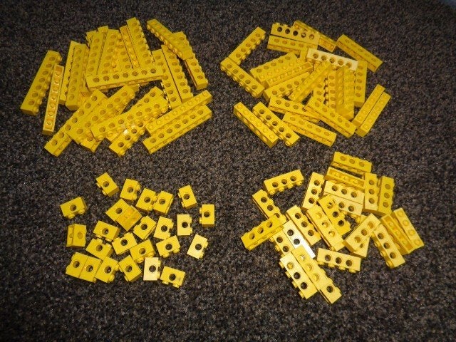 Partij Z9=100x Lego technic stenen geel, Lego, Lego, Gebruikt, Lego