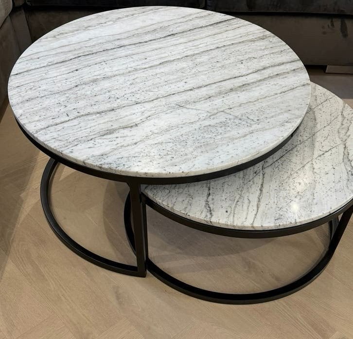Salontafelset 210545 Lexington - Marmer tafel salon set, Ophalen, Rond, 50 tot 100 cm, Zo goed als nieuw