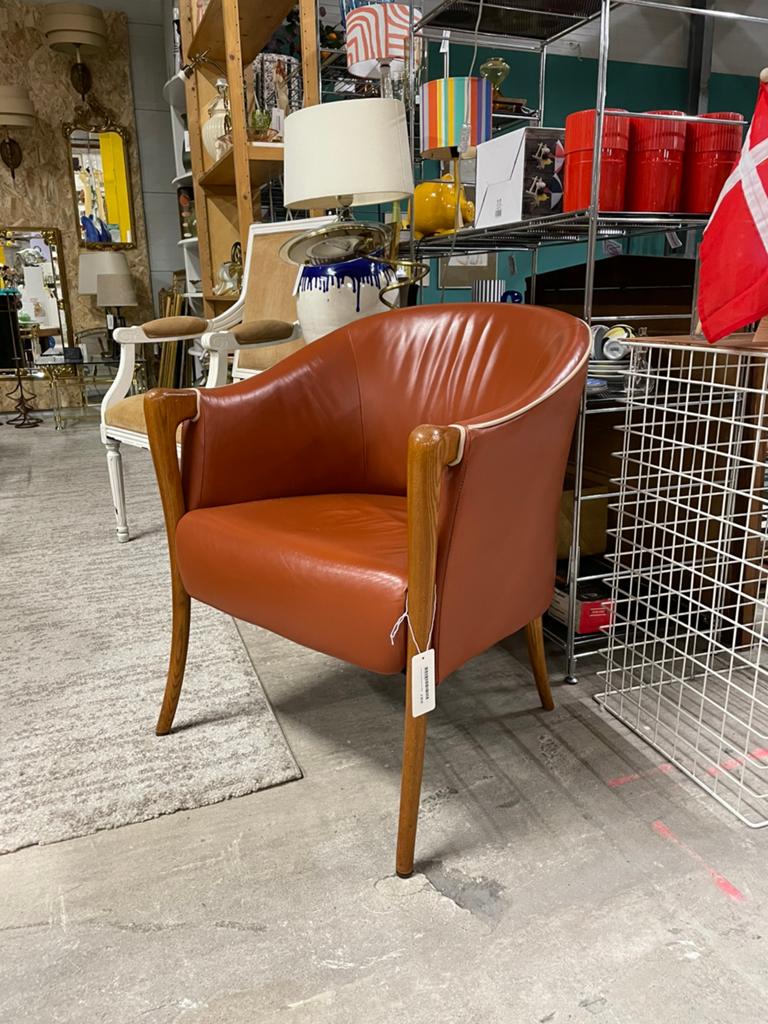 Giorgetti stijl vintage leather chair, Ophalen, Zo goed als nieuw, 75 tot 100 cm