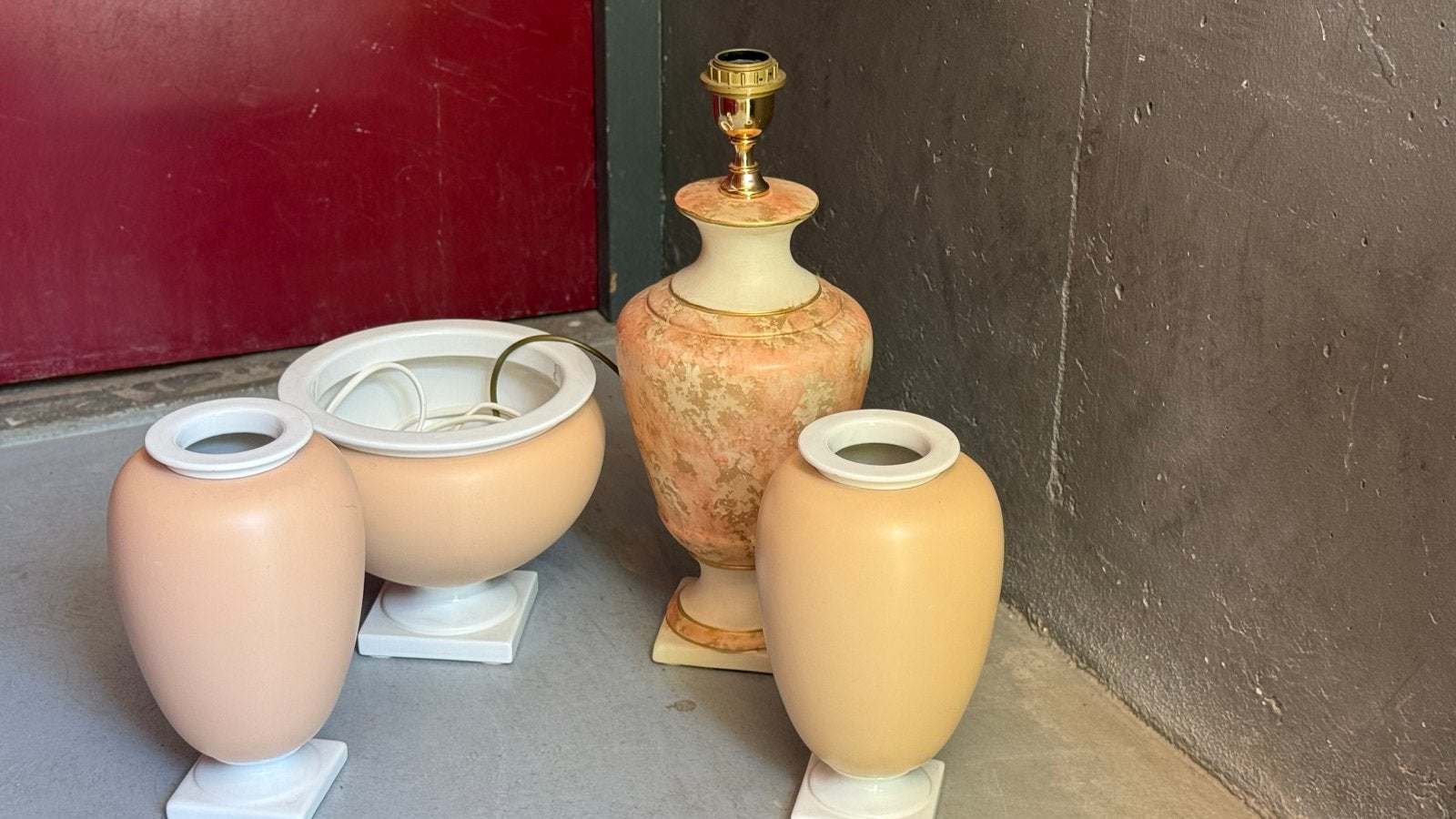 Set van 3 vintage vazen en 1 tafellamp, Antiek en Kunst, Ophalen of Verzenden
