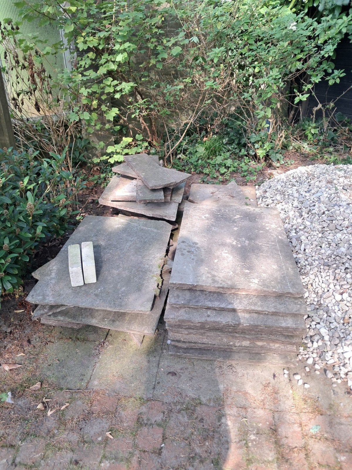 Natuurstenen tuintegels - schuine delen, Ophalen, Gebruikt, Terrastegels, Natuursteen