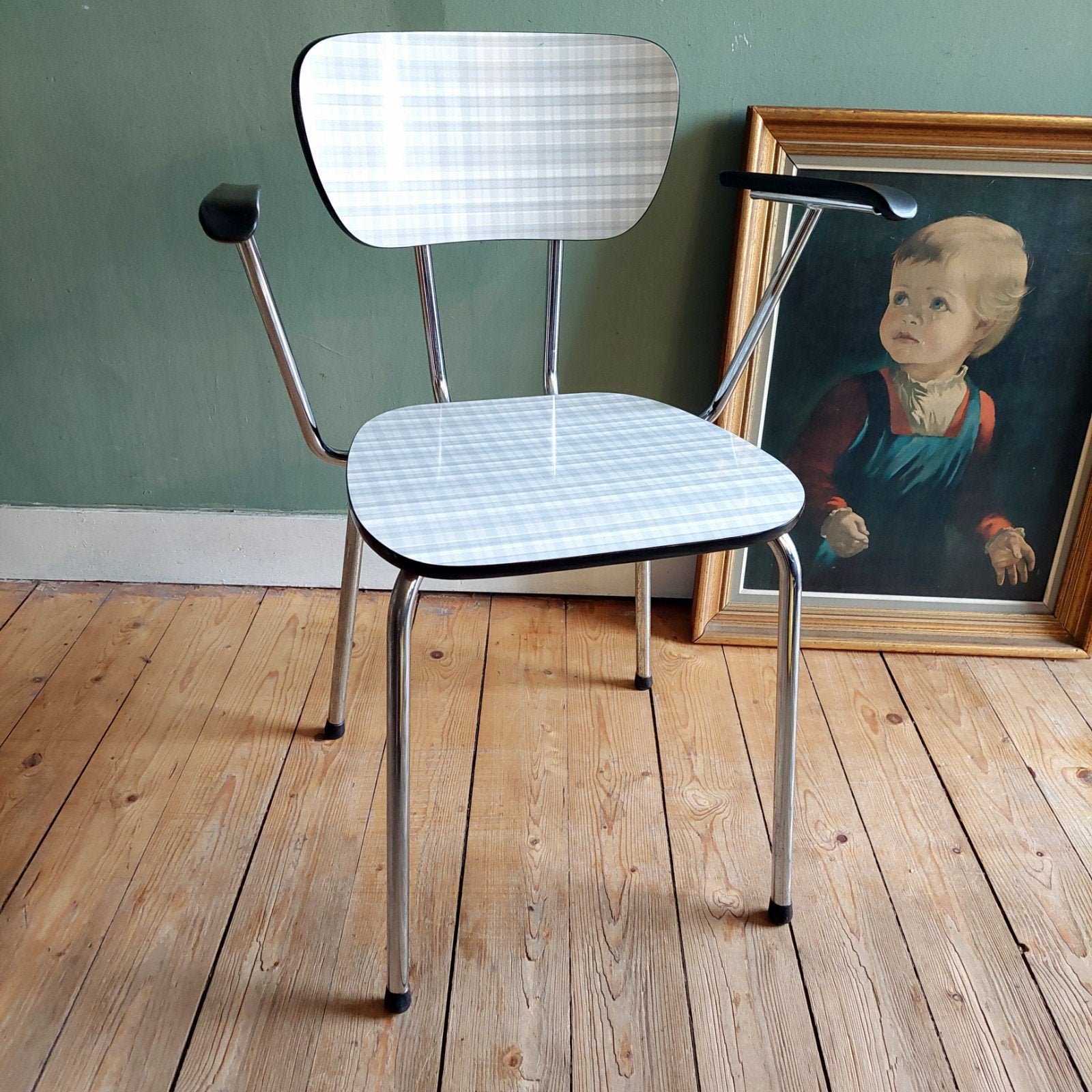 Lucky Vintage sixties formica stoel met armleuningen, Ophalen, Gebruikt, ., Wit