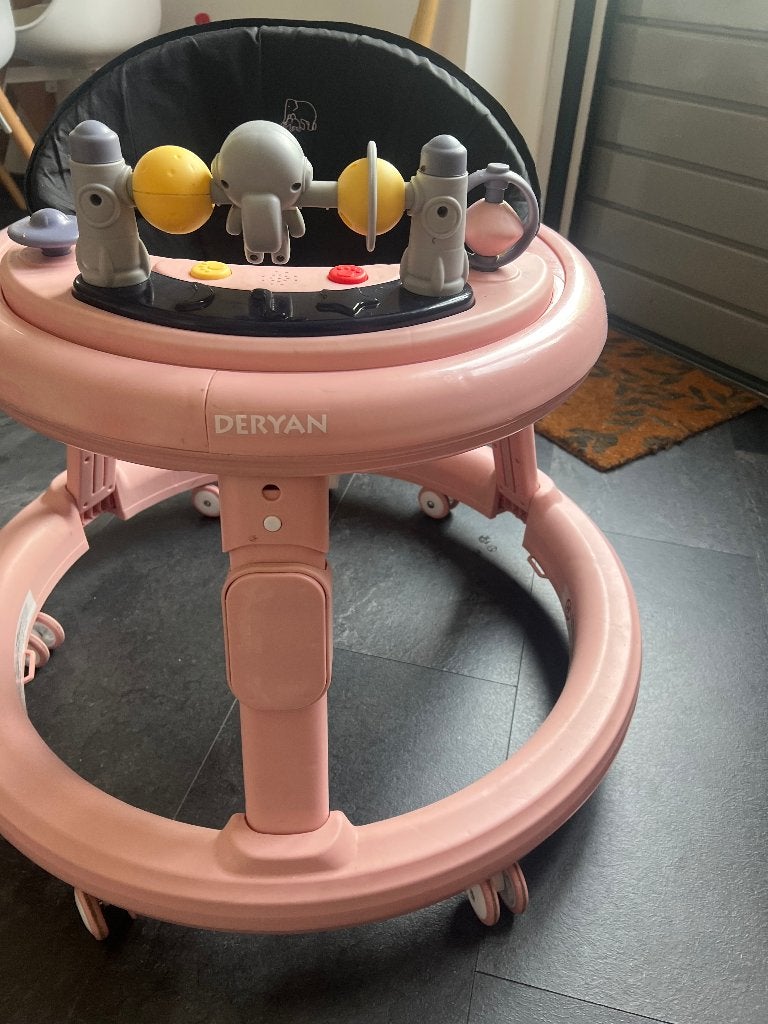 Deryan Mover Loopstoel - Inclusief duwstang - Roze, Ophalen, Zo goed als nieuw, Overige typen