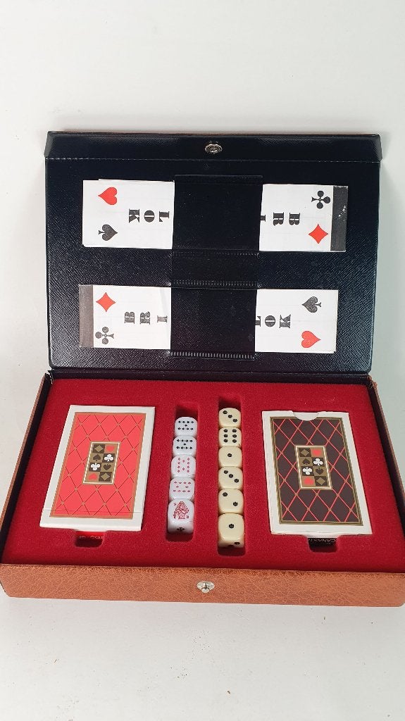 Vintage set kaartspel  voor Brigde, in bruin skai etui. 8A9, Hobby en Vrije tijd, Tweedehands verkoop, Tweedehands verkoop, Gebruikt