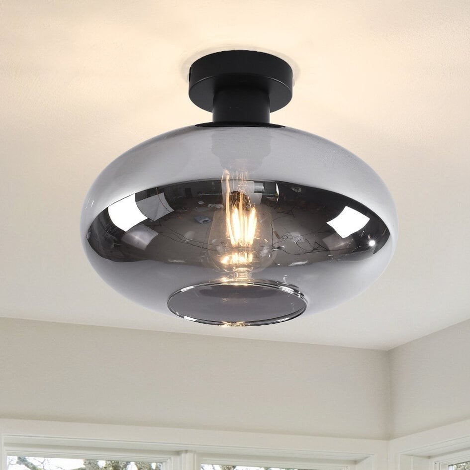Plafondlamp Veda met rookglas van LumenXL, Ophalen, Modern, Zo goed als nieuw, Glas