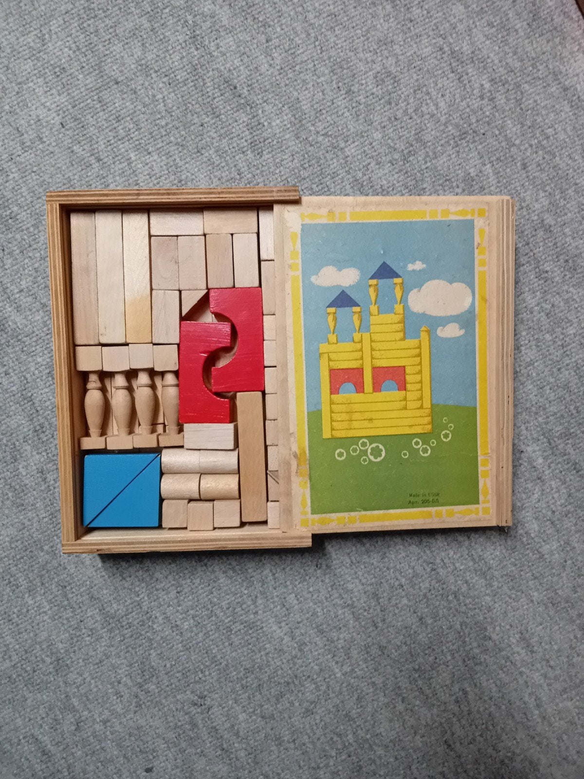 Vintage Houten Bouwblokken Set - Kasteel Thema, Ophalen, Gebruikt