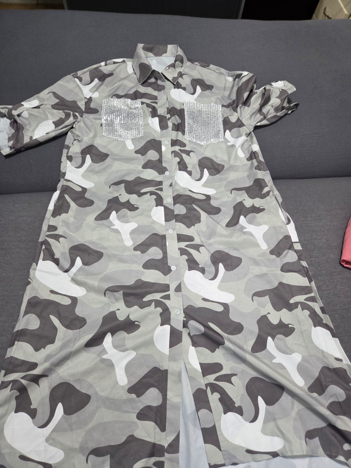 Shein Camouflage Jurk met Pailletten Zakken - Maat M, Maat 38/40 (M), Meerkleurig, Nieuw, Ophalen of Verzenden